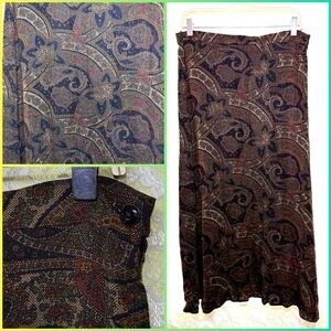 Vintage paisley first option petite midi skirt medium euc